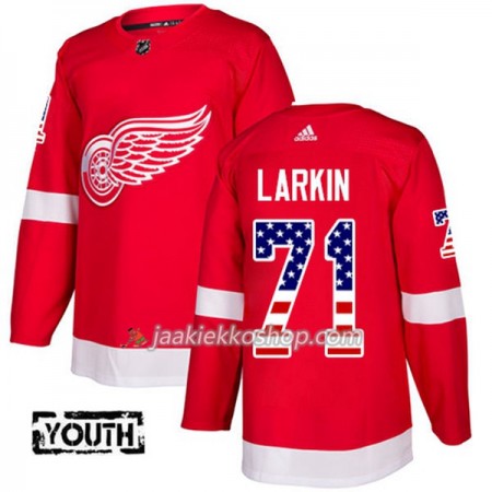 Lapsille NHL Detroit Red Wings Pelipaita Dylan Larkin 71 Adidas 2017-2018 Punainen USA Flag Fashion Authentic